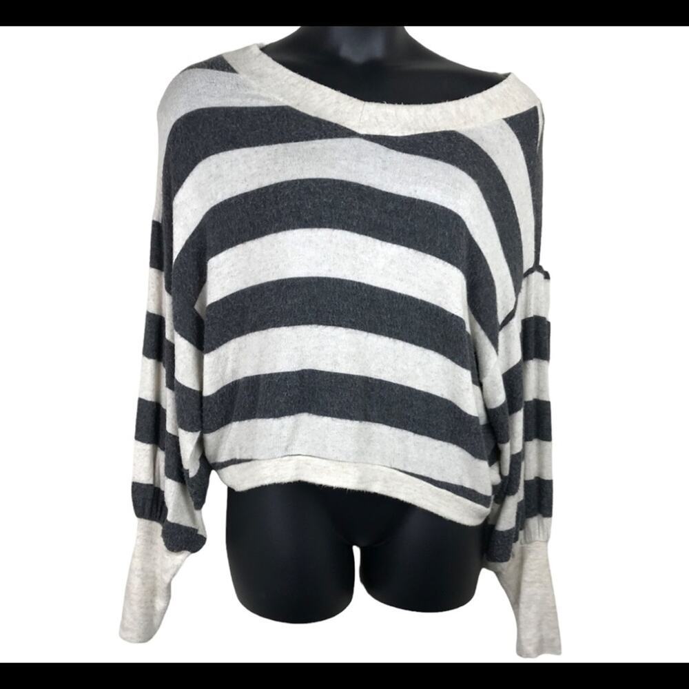 PROMESA Balloon Sleeve Striped Knit Top